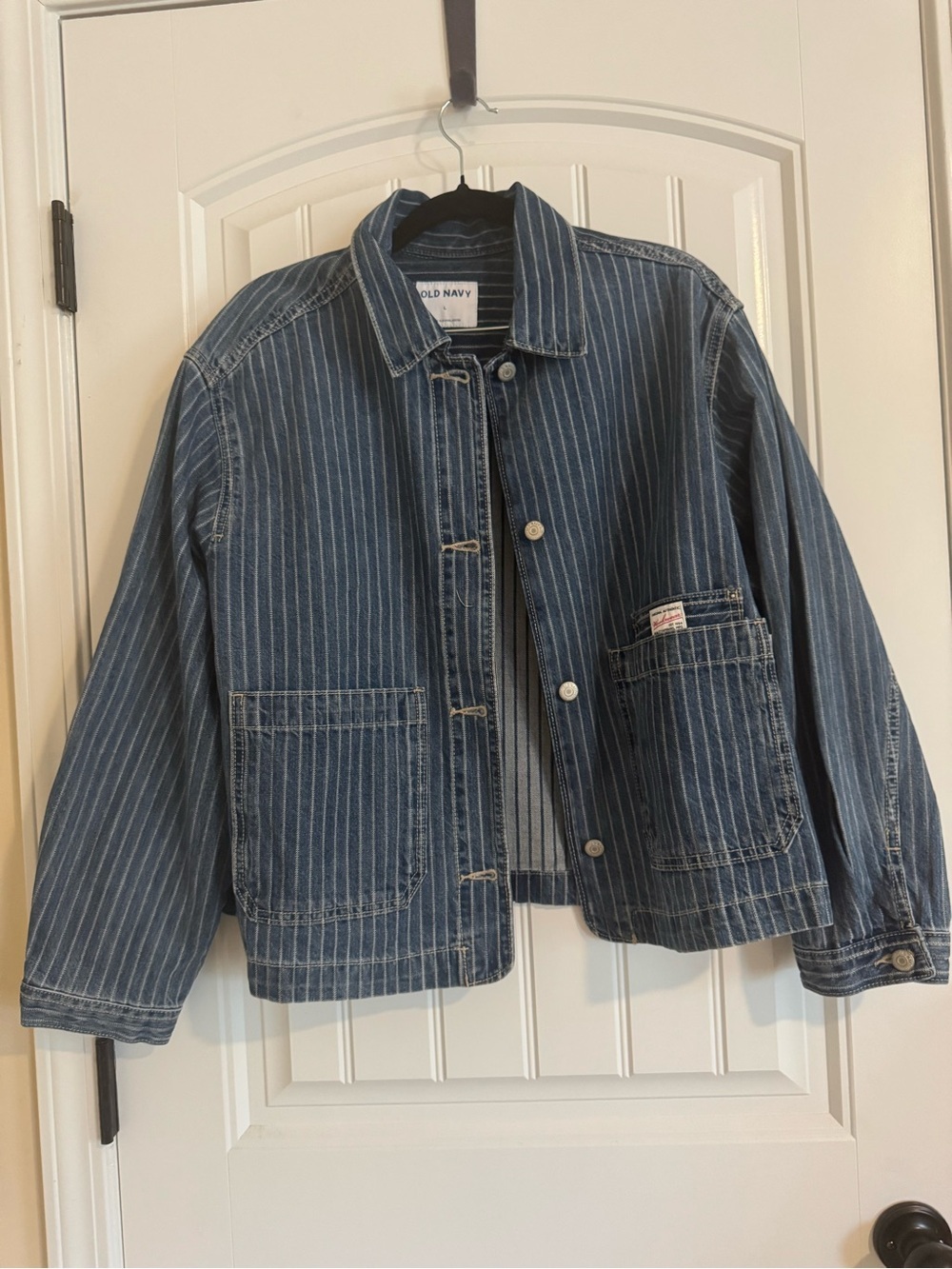 Old Navy Blue Pinstripe Denim Jacket NWT